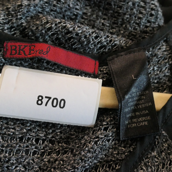 BKE Buckle Sheer Tunic Sweater Womens Large Gray Ruffle Bottom Light Beachy - Picture 10 of 11